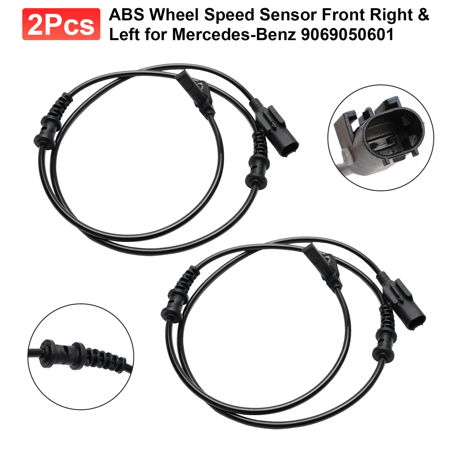 ya 1 8.5.1 2Pcs ABS Wheel Speed Sensor Front Right & Left for 9069050601