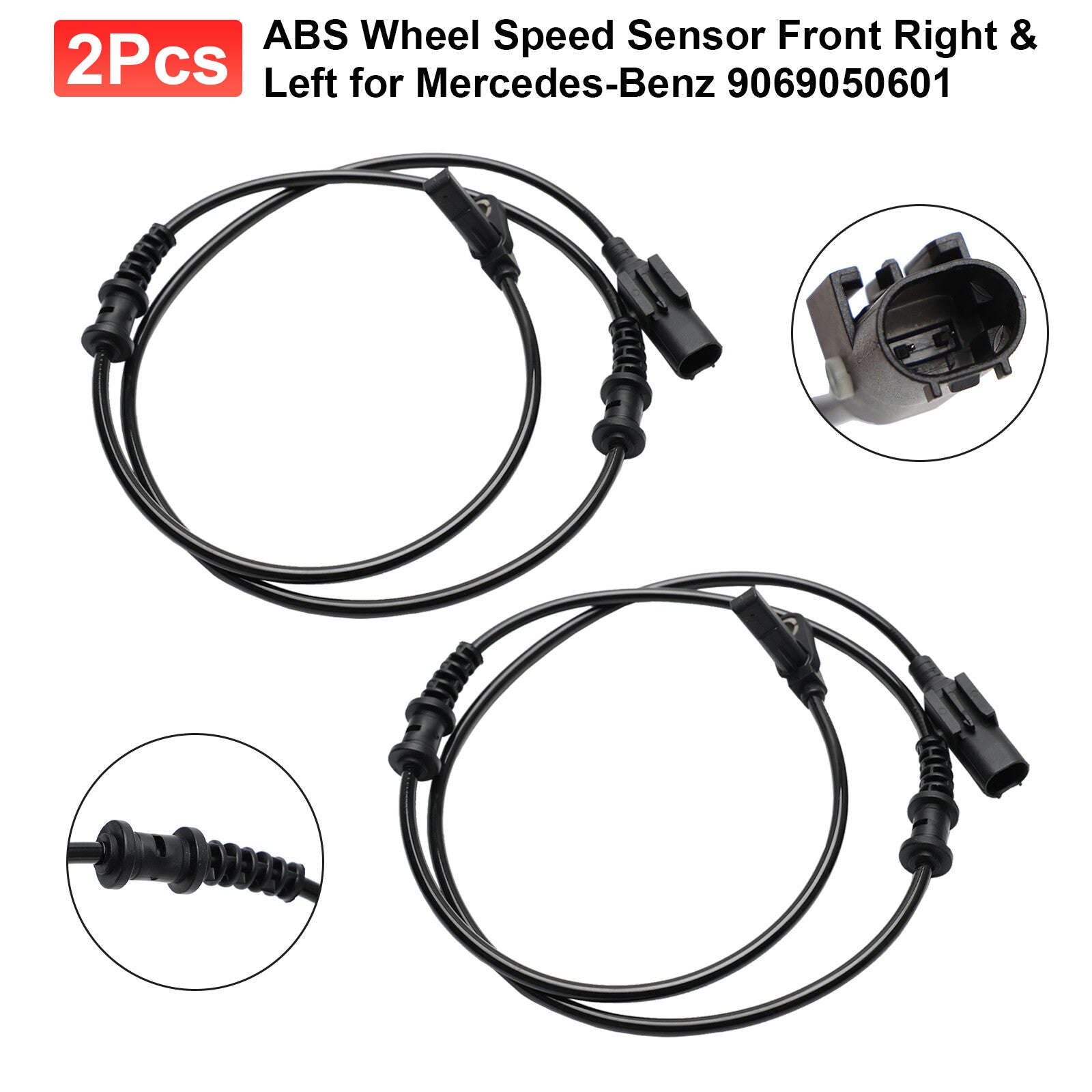 ya 1 8.5.1 2Pcs ABS Wheel Speed Sensor Front Right & Left for 9069050601
