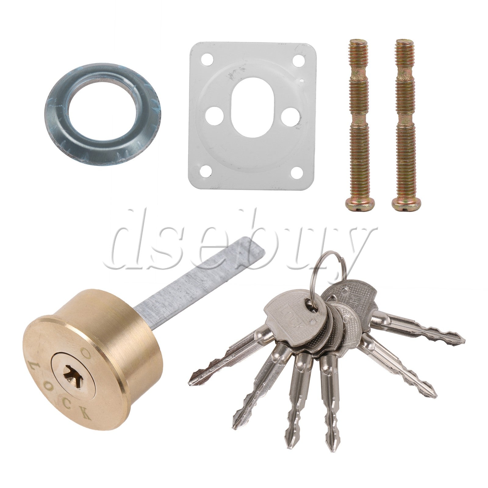ya 14 Brass Rim Cylinder Mortise Cylinder Door Latch Night Lock Cross Shaped + 6 Keys