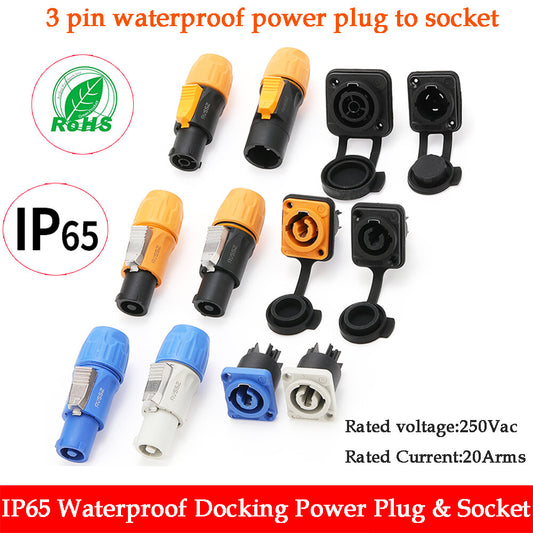 IP65 3 Pin Powerkon Waterproof Connector For Industrial Aviation Plug Socket
