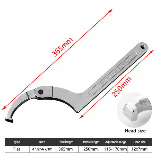 ya 1 7.3 Adjustable hook spanner 19¨C170 mm C flat spanner tool slotted fixed universal