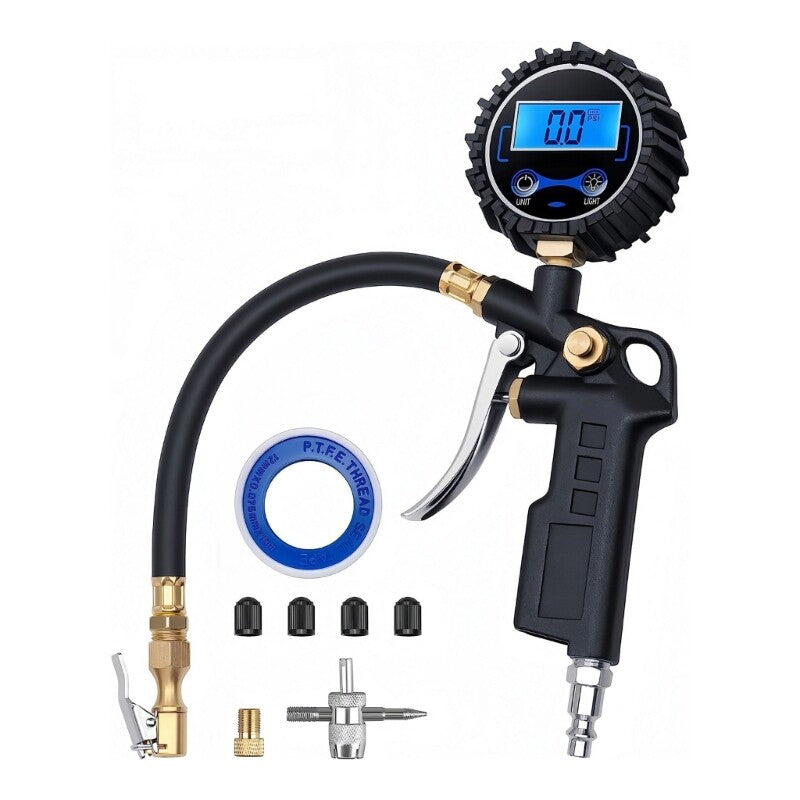 ya 14 Digital Tire Pressure Gauge Inflator with Rubber Hose Quick Coupler
