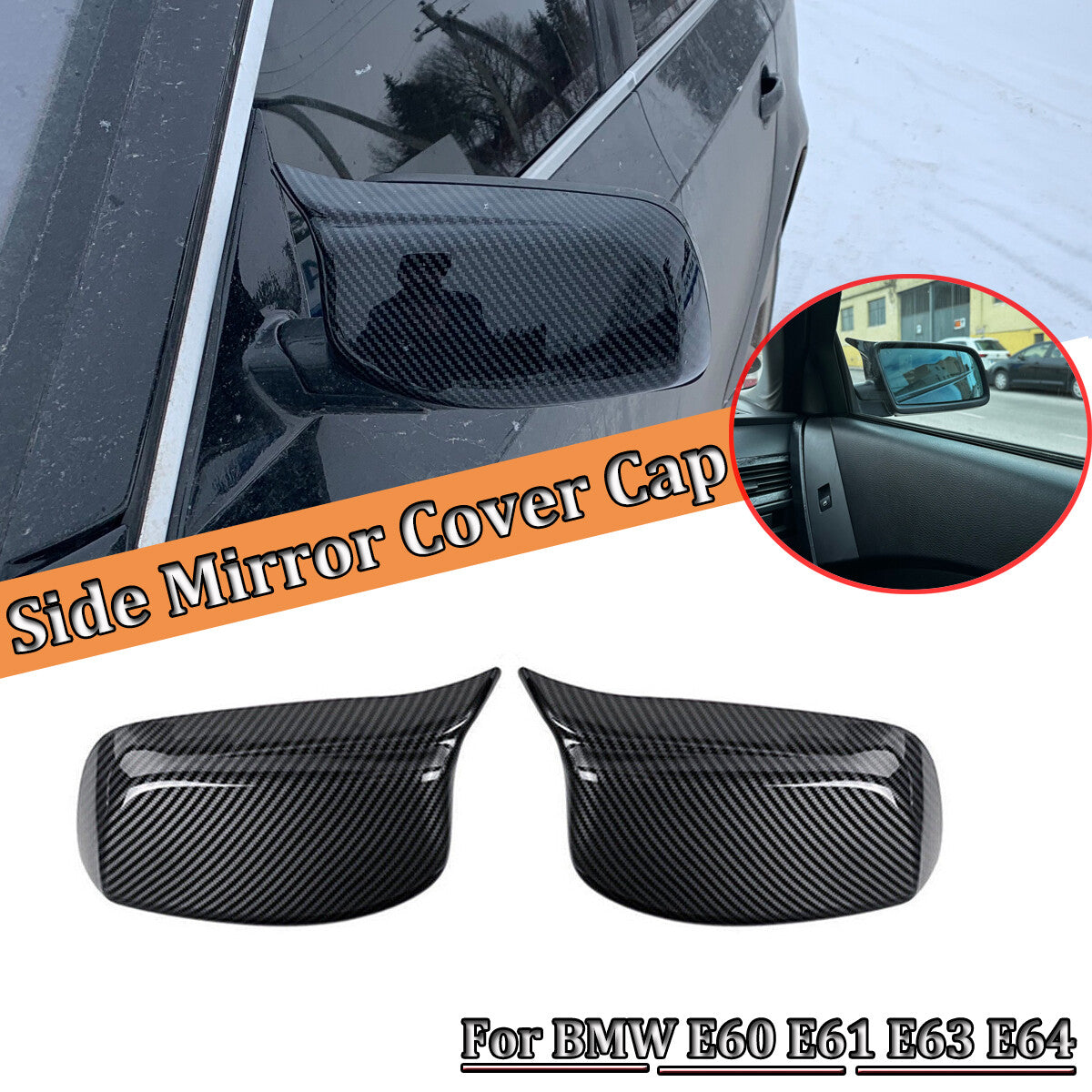 ya 1 8.5.4 2 Piece Carbon Fiber Side Mirror Covers for 2003 - 2008 for E60 E61 E63 E64