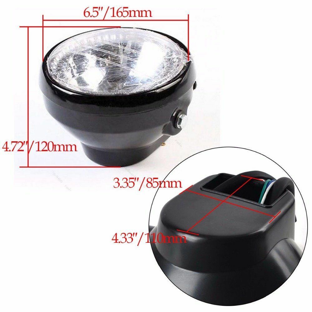 ya 11 10.28 6.5'' Universal LED Motorcycle Headlight + Bracket for Harley Cafe Racer Bo