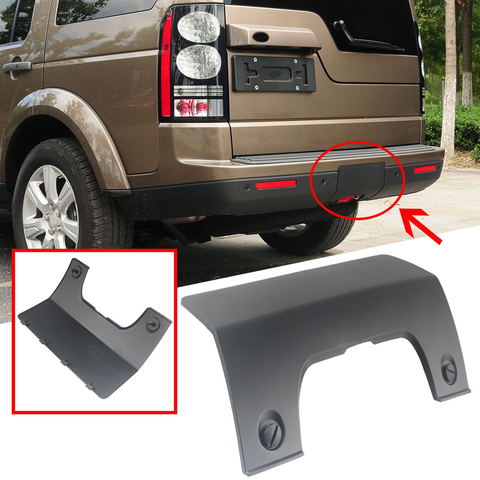 ya 27 6.18 for Land Rover LR3 LR4 Car Tow Hook Eye Cover Rear Bumper Towing Cap W/ Clips