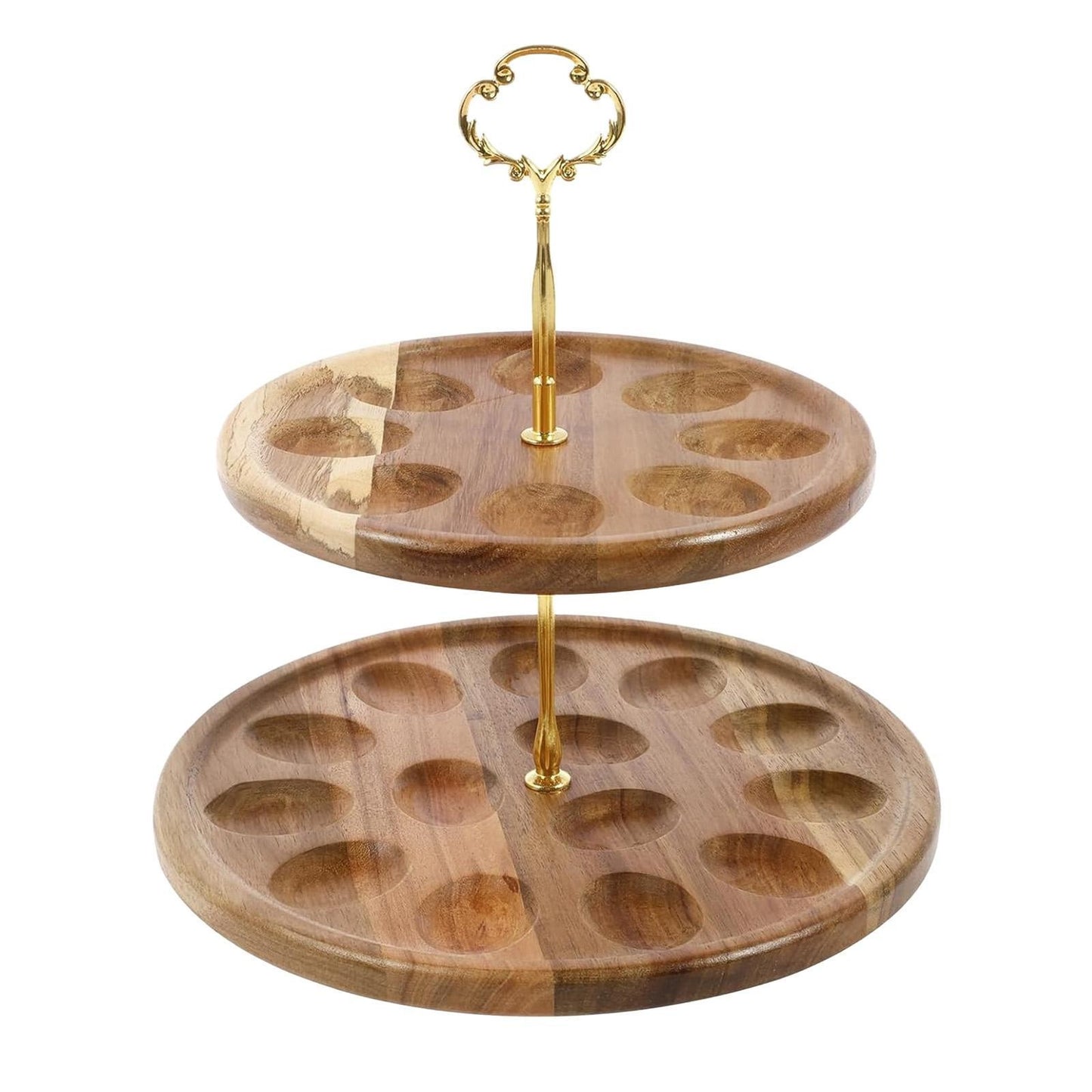 ya 25 2 Tier Wood Egg Rack Dessert Table Display for Cabinet Housewarming Pantry