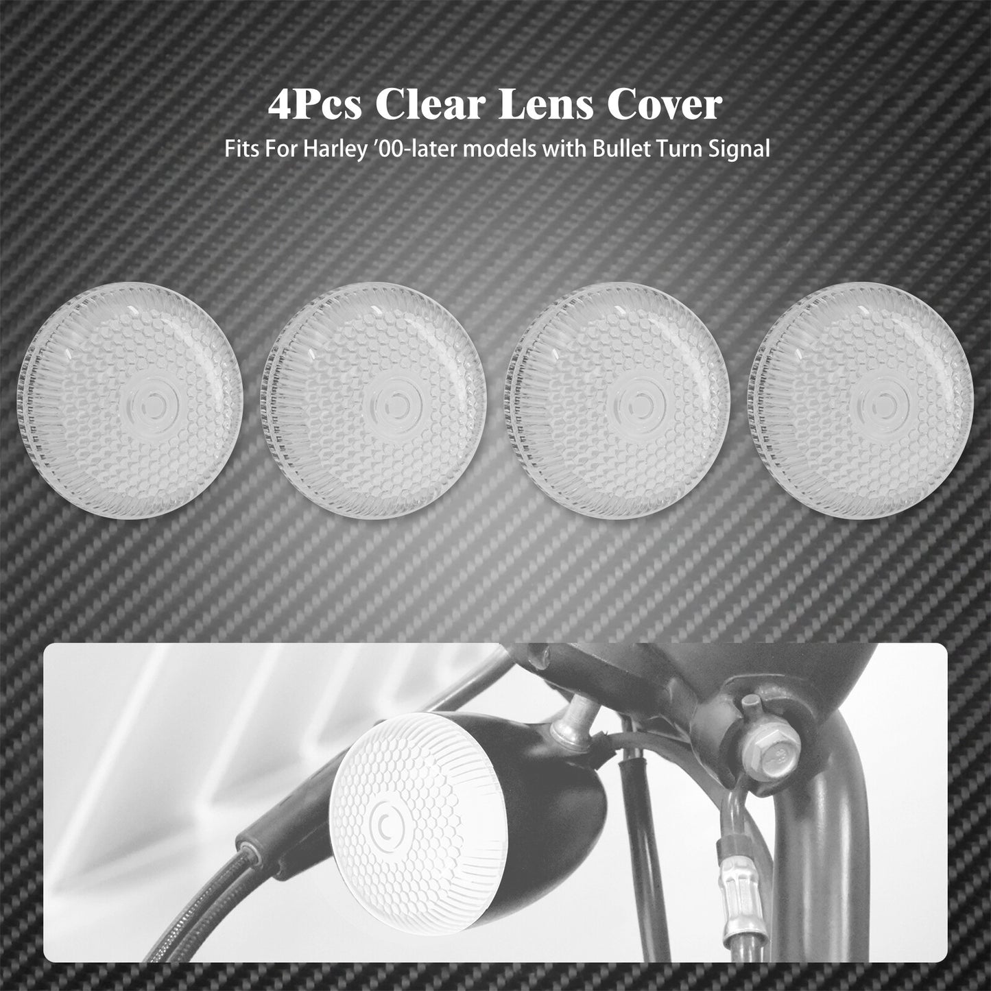 ya 1 7.2 4 Clear Bullet Turn Signals Light Lens Cover Fit for Harley Dyna Softail Touring