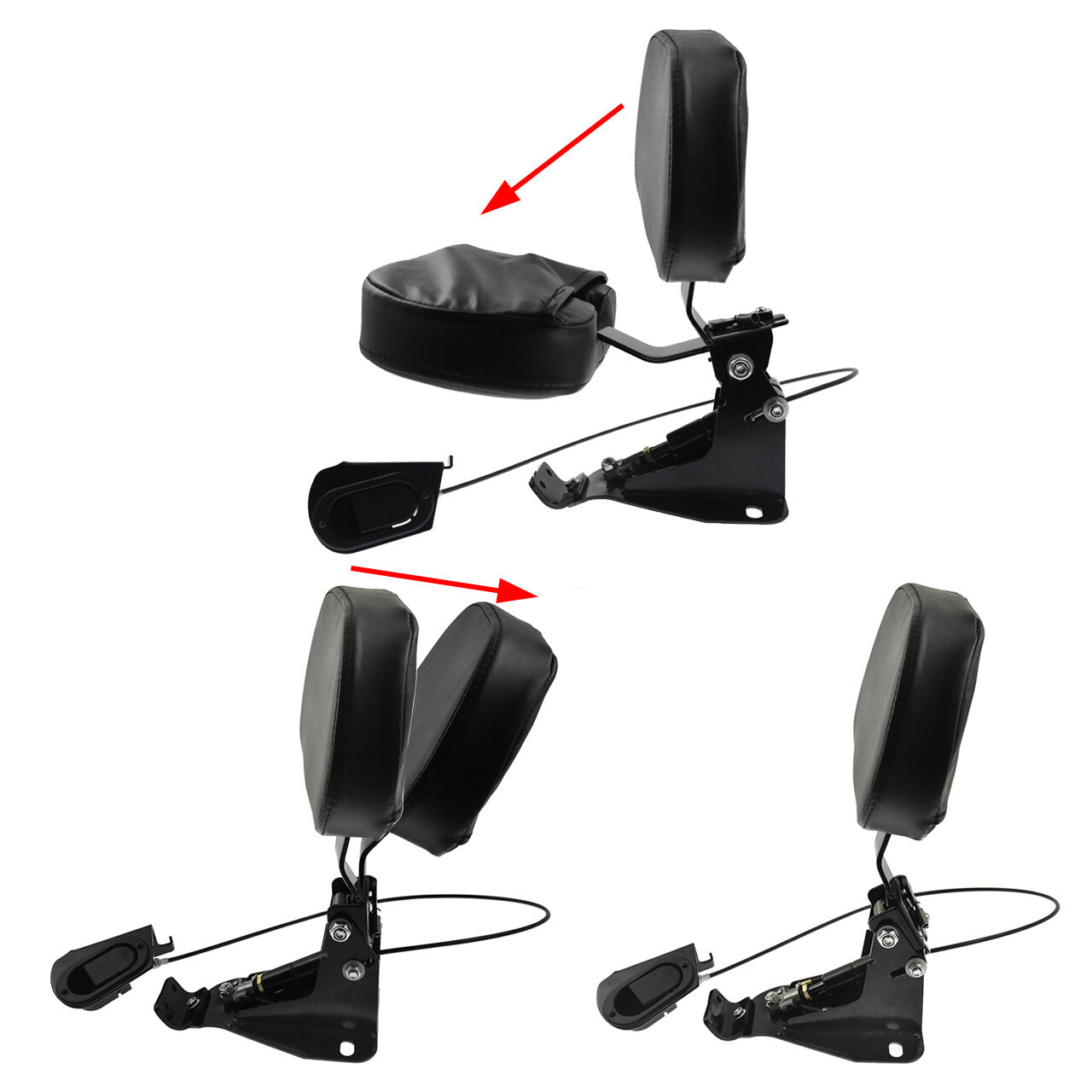 ya 3 6.25.3 Rider Adjustable Backrest w/ Mounting Kit Fit for Harley Touring Glides 2009-23