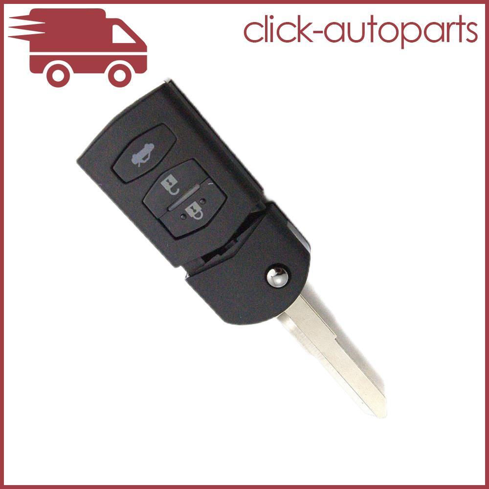 ya 10 5.28 Flip Remote Key Shell FOB Case Uncut 3 Buttons Fits for Mazda 2 3 5 6 MX5 RX8
