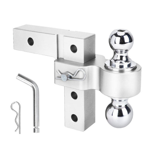 ya 2 6.26.2 Silver Double Ball 6 Drop Adjustable Trailer Hitch for 2 Receivers