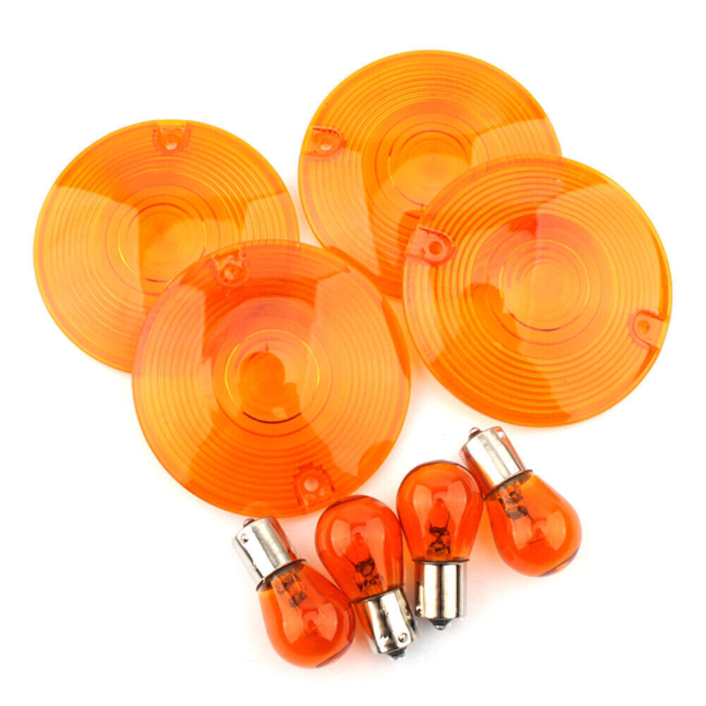ya 5 8.7 Turn Signal Light Cover Yellow Lens Amber Bulb Fit Heritage Softail FLST FLSTI