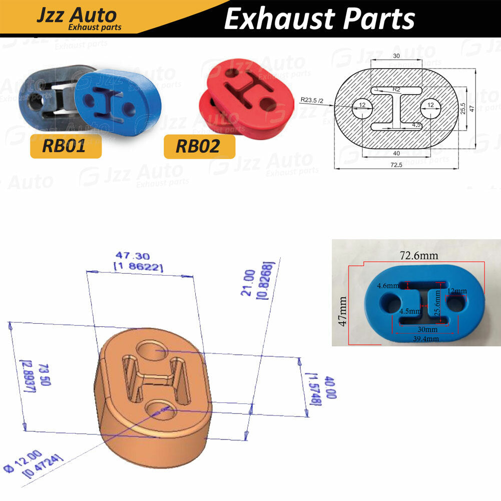 ya 1 6.30 4Pcs Universal 2 Hole Car Muffler Hangers Brackets Rubber Performance