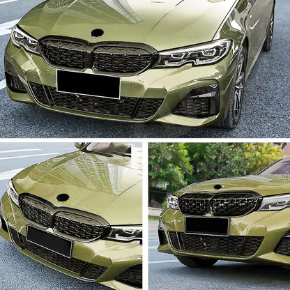 ya 10 10.28 Diamond Front Kidney Grill Grille For G20 330i M340i 2019-2022 Gloss Black 