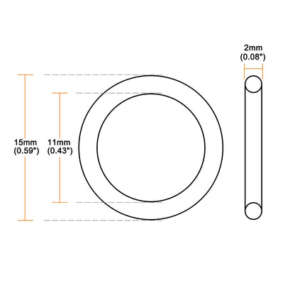 ya 5 8.7 Silicone O-Ring 15mmx11mmx2mm VMQ Seal Rings Sealing Gasket Red 50Pc