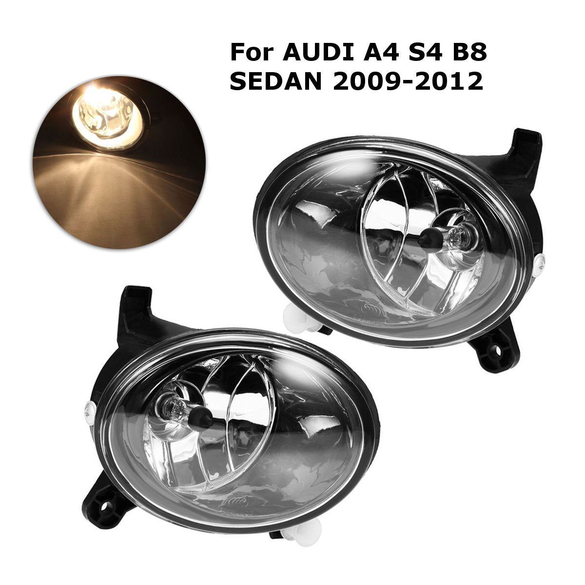 ya 1 8.5.1 New Pair Of Clear Lens Front Bumper Fog Lights Lamps for Audi Q5 A6 A4 2009-2015