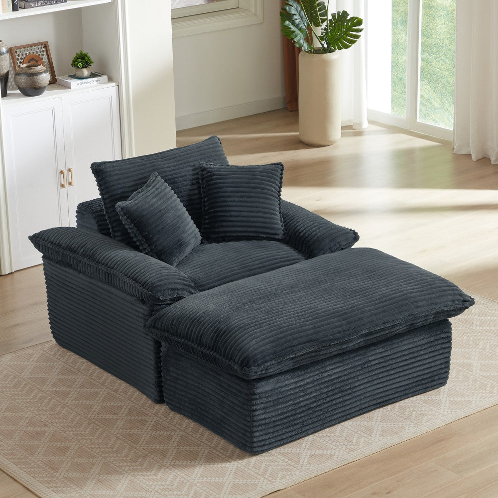ya 28 51.97 Modern Dark Gray Single Seat Sofa ÿ Cushioned Compression, Footrest