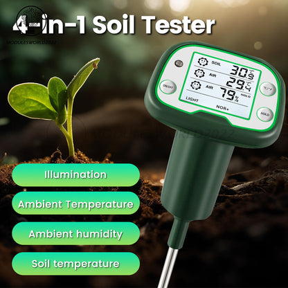 ya 26 4-in-1 Digital Soil Temperature Tester Illumi nce/Ambient Temperature/Humidity