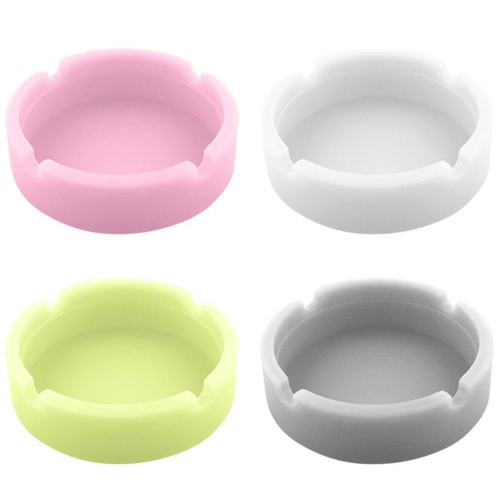 ya 2 7.14 4pcs Silicone Ashtrays Round Ashtray Luminous Ashtray Desktop Ashtray Ornament