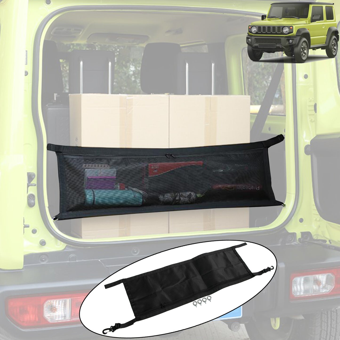 ya 5 6.16.2 Boot Floor Cargo Tailgate Net Mesh Luggage Hook for Suzuki for Jimny for Sierra 2019-23
