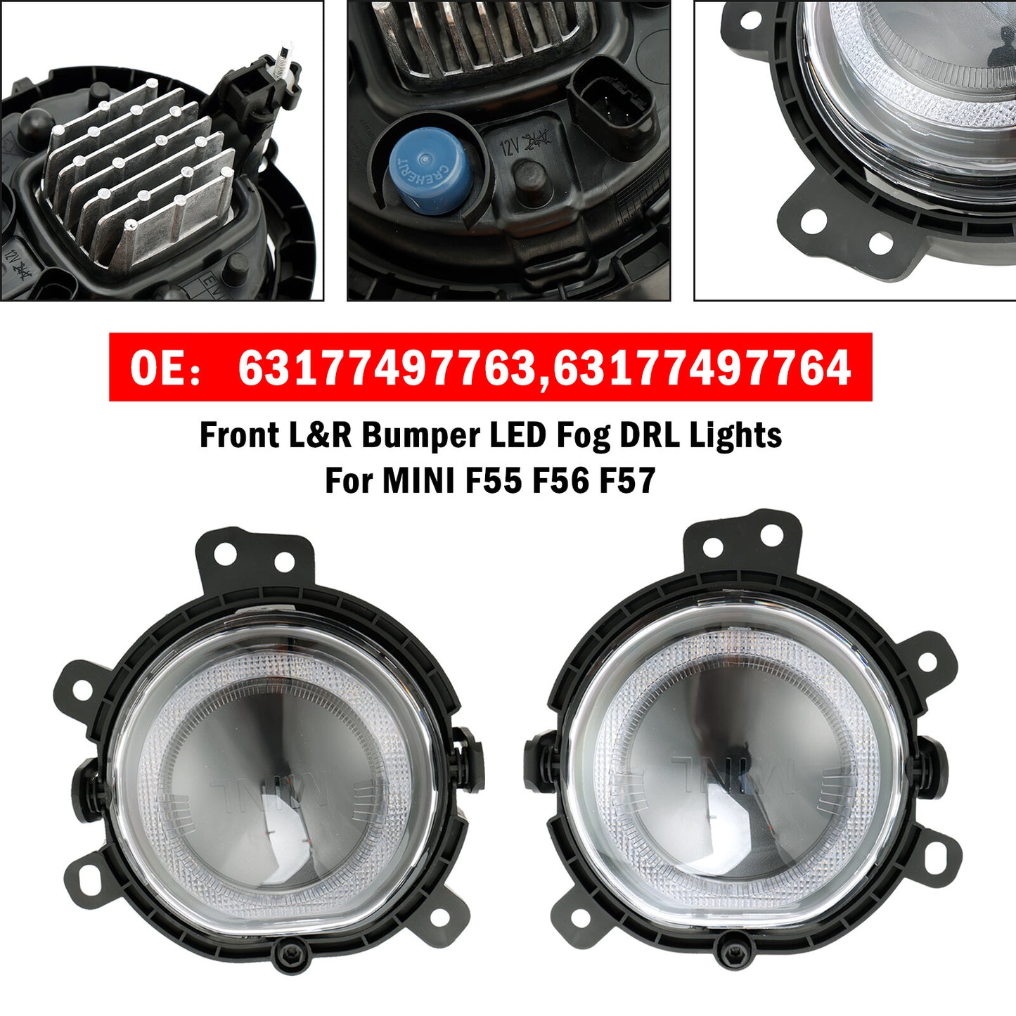 ya 1 8.5.1 LED Front Bumper Left & Right Fog Light Lamp for Mini F55 F56 F54 F57