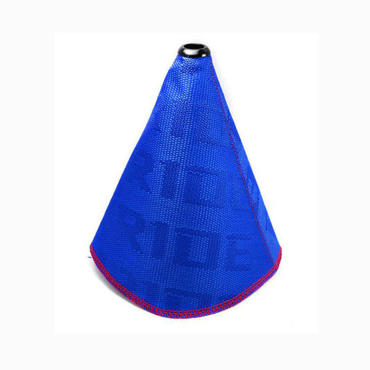 ya 1 7.9 Universal JDM Bride Canvas Shift Boot Blue Lever Knob Cover w/ Red Stitching