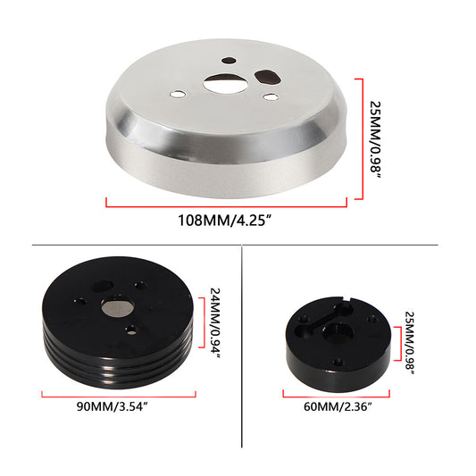 ya 8 5.27 Sl&Blk Steering Wheel Polishe Hub Adapter 5&6 Hole Flame River Ididit GM for Chevrolet 