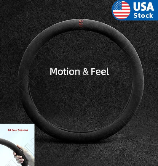 ya 1 7.3 38cm Black Suede All seasons anti-skid Car steering wheel Universal 3.22mm New
