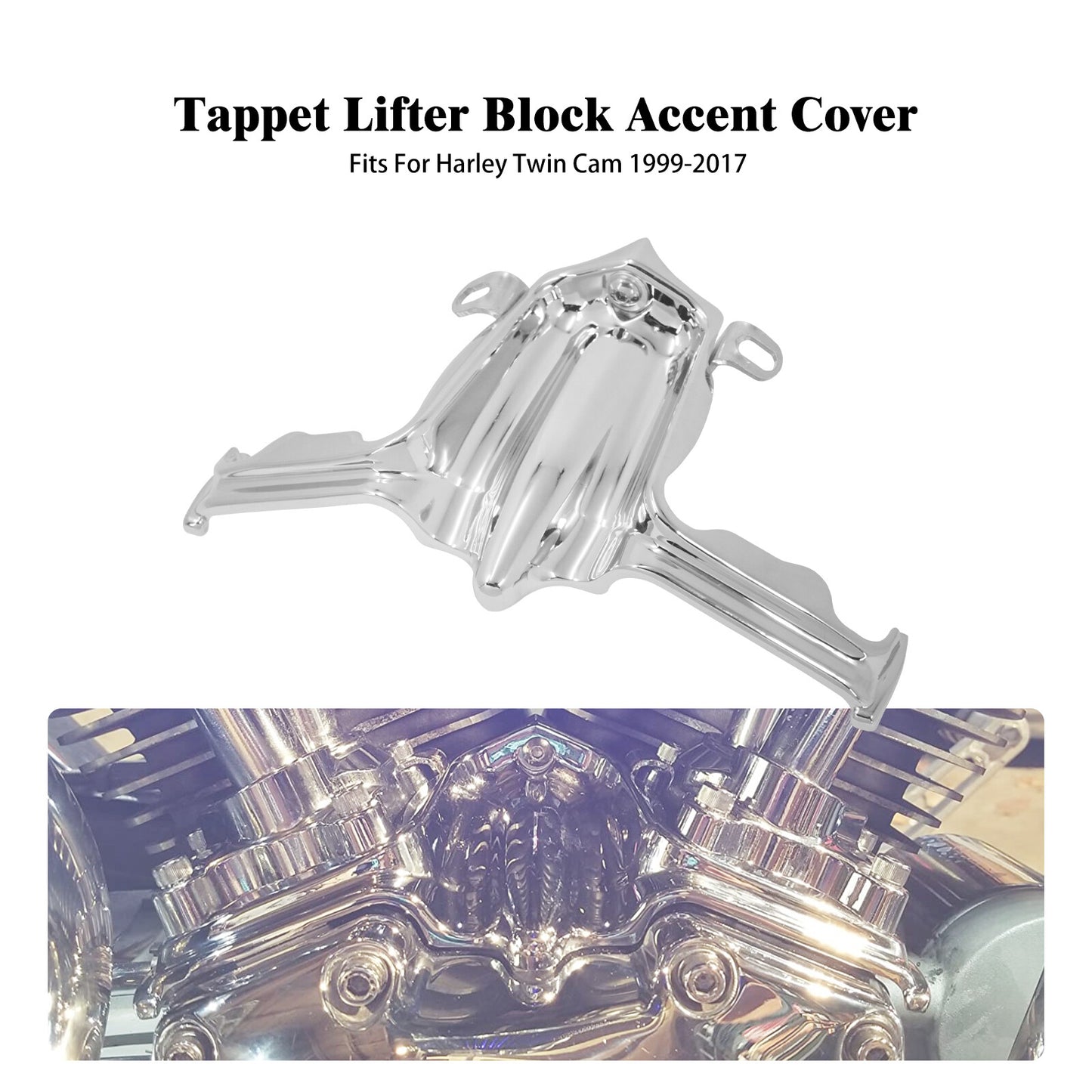 ya 3 6.23 Chrome Tappet / Lifter Block Accent Cover for Harley Dyna Part Twin Cam 99-2017