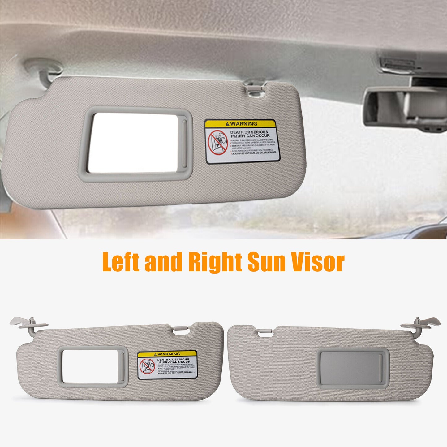 2PCS For 2011 2012-2016 for Hyundai for Elantra Gray Car Sun Visor Right +Left Side Pair