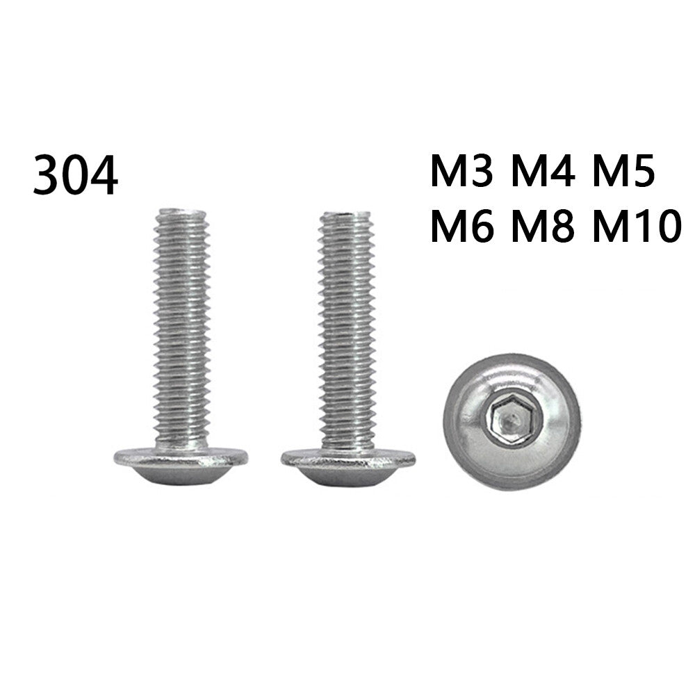 M3 M4 M5 M6 M8 M10 304 Stainless Steel Hex Socket Bolt Button Flanged Head Screw