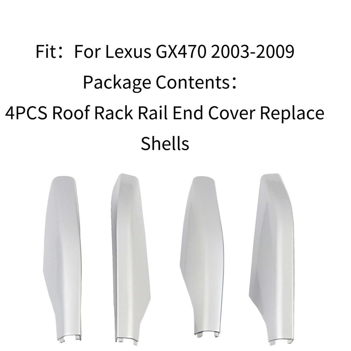 ya 6 6.13.3 4 Pack Silver Roof Rack Rail End Cap Replacement Shell for Lexus GX470 2003 - 2009