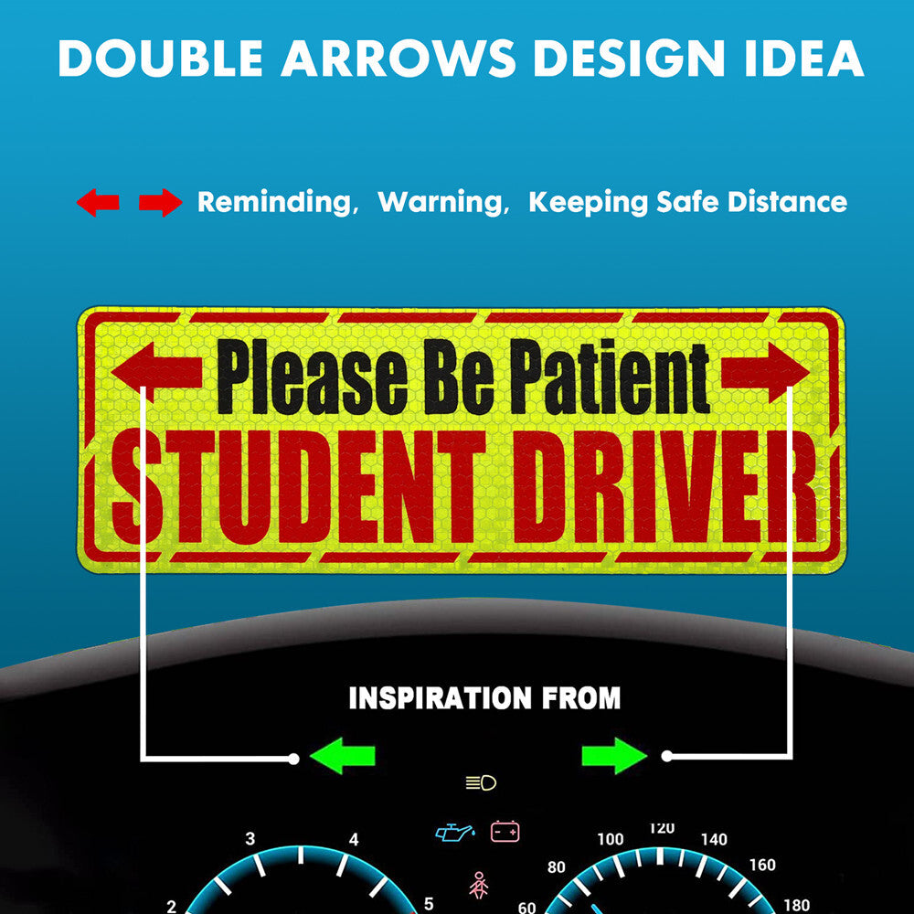 ya 1 7.8 3pcs Highly Reflective Magnet Car Safety Caution Sign for Student Driver