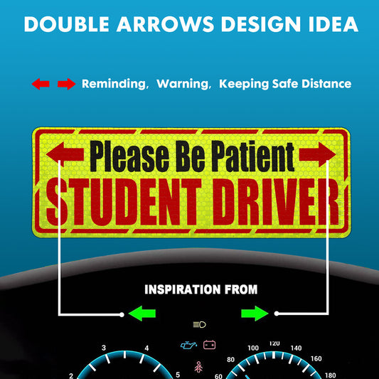 ya 1 7.8 3pcs Highly Reflective Magnet Car Safety Caution Sign for Student Driver