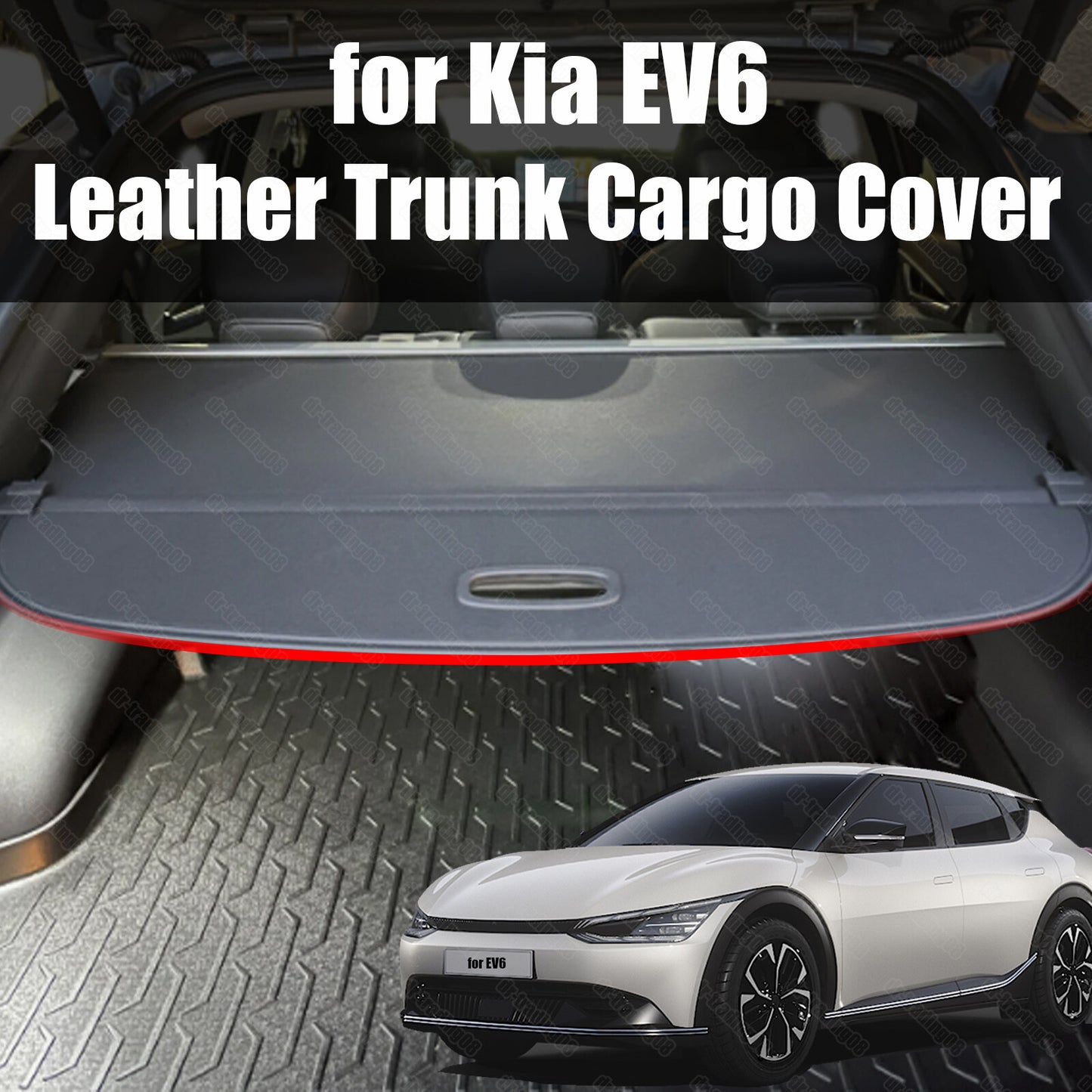 ya 2 7.14 for Kia EV6 Trunk Cargo Carbon Style Leather Black Cover Shield Shade Accessory