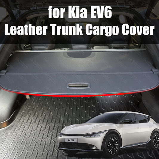 ya 2 7.14 for Kia EV6 Trunk Cargo Carbon Style Leather Black Cover Shield Shade Accessory