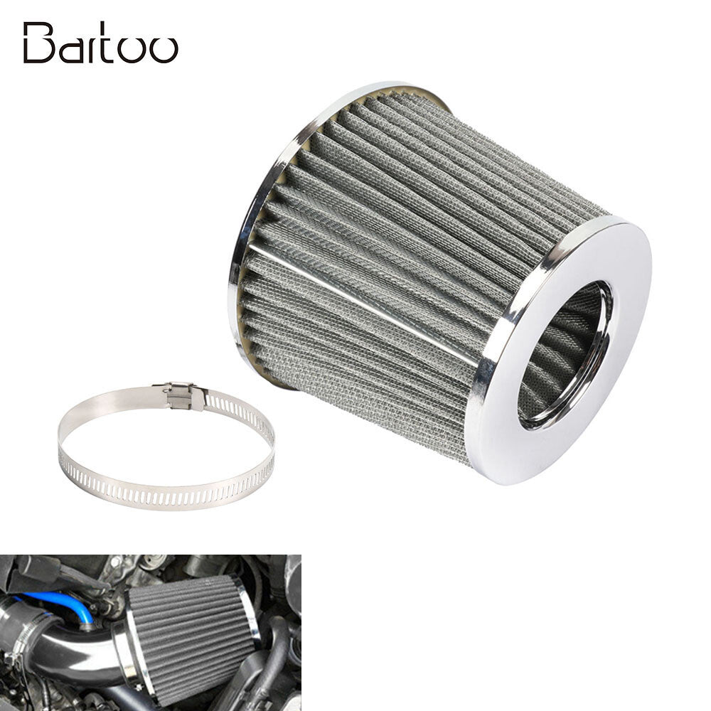 ya 12 5.22 Silver 3 /76mm High Flow Inlet Cold Air Intake Cone Replacement Dry Air Filter