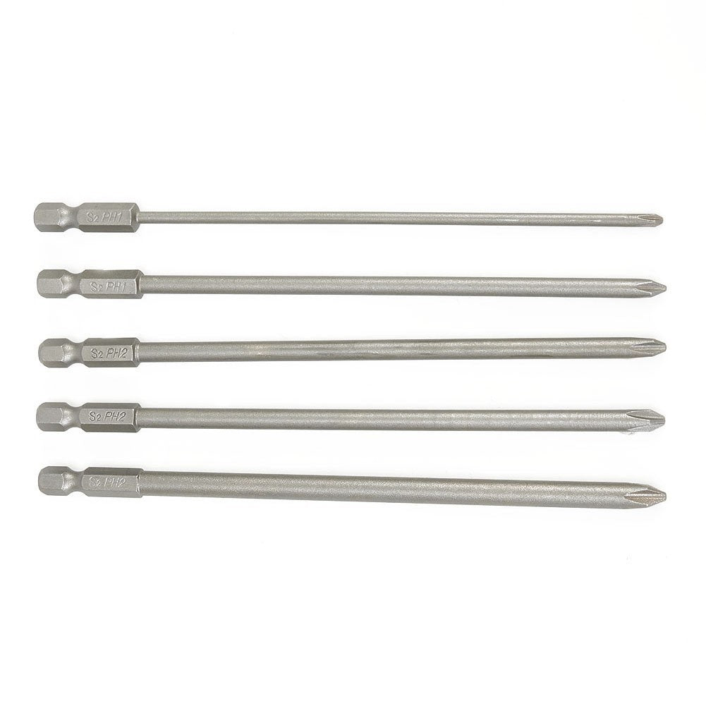ya 26 5Pcs 1/4 Hex 150mm Long Magnetic Cross Head PH1 PH2 Electric Screwdriver Bit New