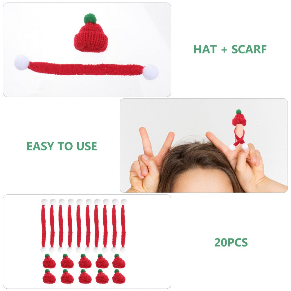 ya 25 20pcs Doll Hats Scarf Knitted Woolen Hat DIY Phone Shell Decorations