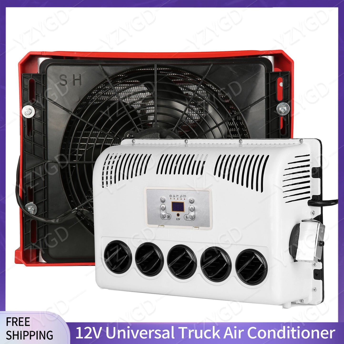 ya 1 7.7 12V Cab Truck Air Conditioner For Semi Trucks Bus RV Caravan 10000BTU Split A/C