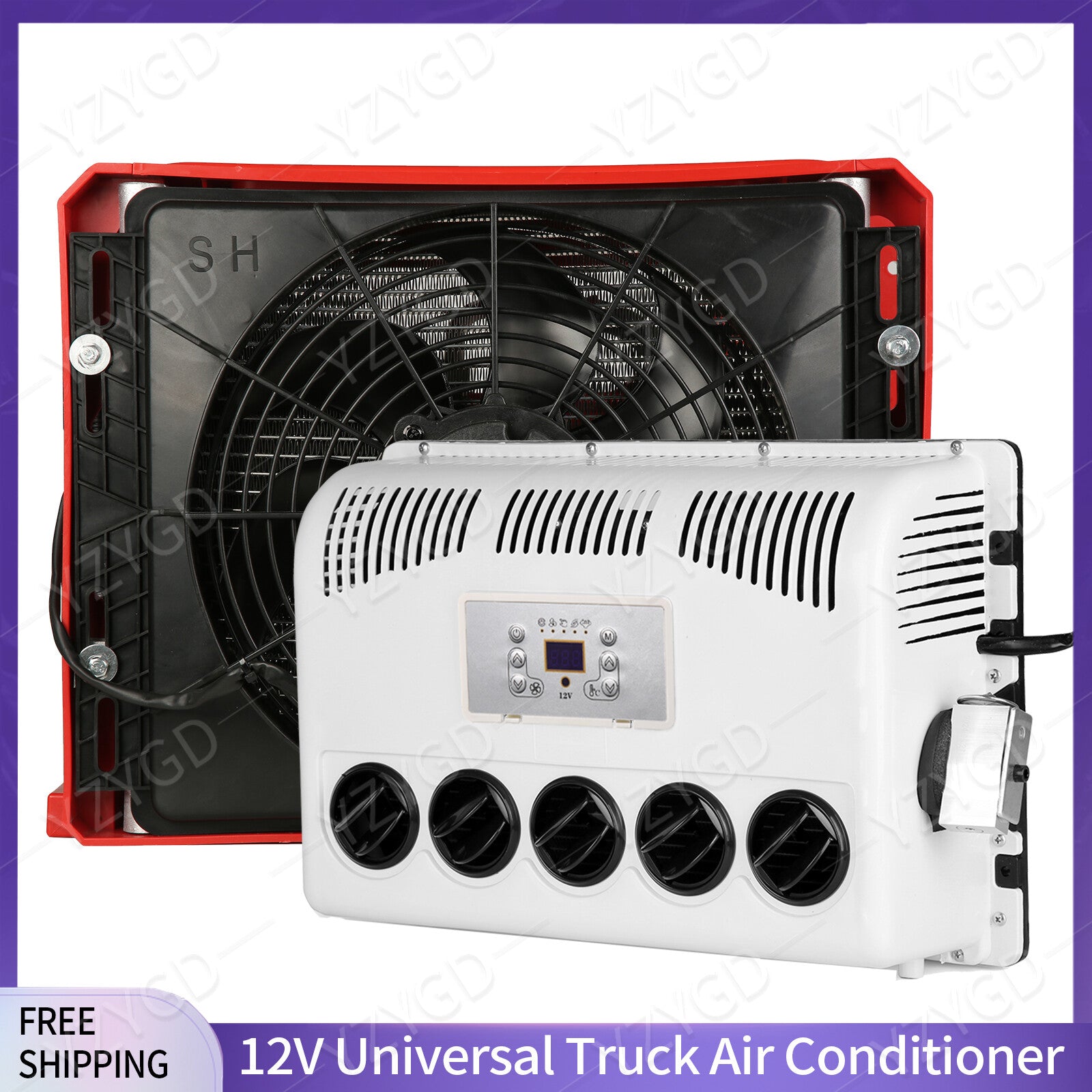 ya 1 7.7 12V Cab Truck Air Conditioner For Semi Trucks Bus RV Caravan 10000BTU Split A/C