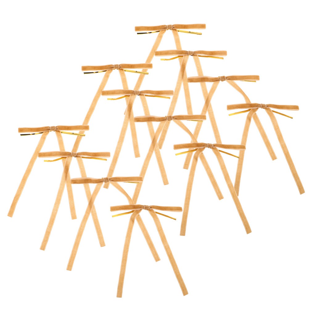 ya 25  24pcs Wired Bows: Flocking Ribbon Bow Or ments for Xmas Tree & Door