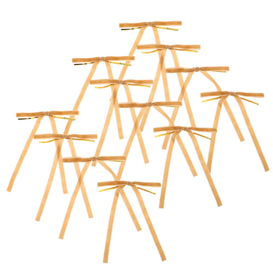 ya 25  24pcs Wired Bows: Flocking Ribbon Bow Or ments for Xmas Tree & Door
