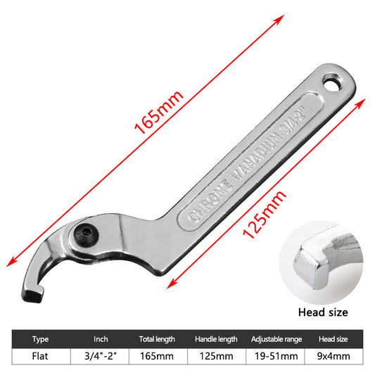 ya 1 7.3 Adjustable hook spanner 19¨C51 mm C flat spanner tool slotted fixed universal