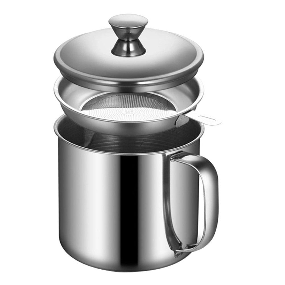 ya 26 Stainless Mesh Strainer Bacon Grease Container Steel Oil Filter Pot