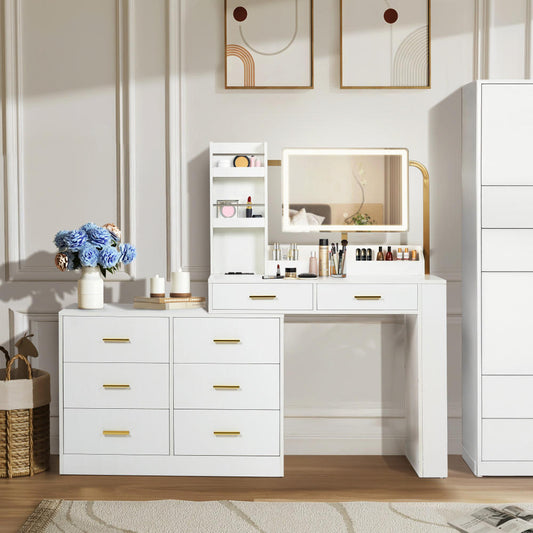 ya 28 For Bedroom Modern White 8-Drawer Dresser- Ample Storage Sturdy