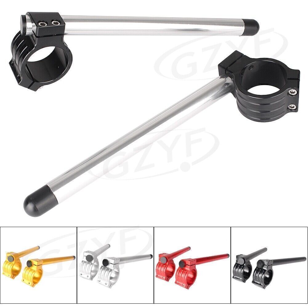 ya 2 6.26 Clip-On Motorcycle 7/8 Handlebars 50mm Fork Tube Fit Cafe Racer Universal