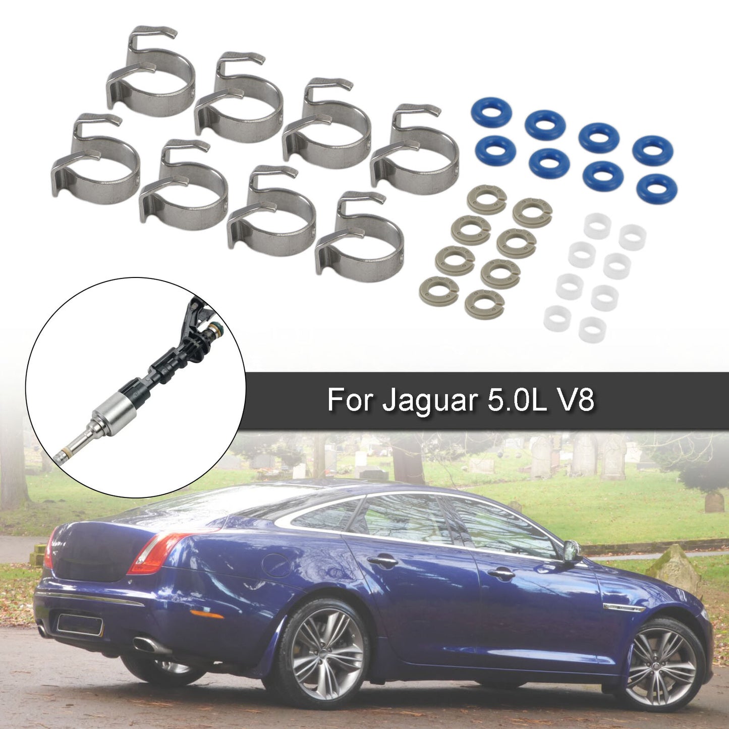 ya 1 8.5.1 8PCS Fuel Injectors Repair Seal Kit 0261500105 for Range Rover for Jaguar 5.0L