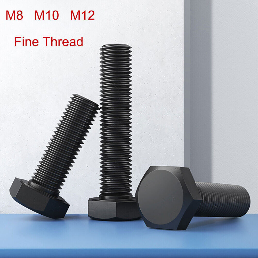 M8 M10 M12 Hex Hexagon Head Screws Bolts Fine Thread Grade 8 Carbon Steel Metric