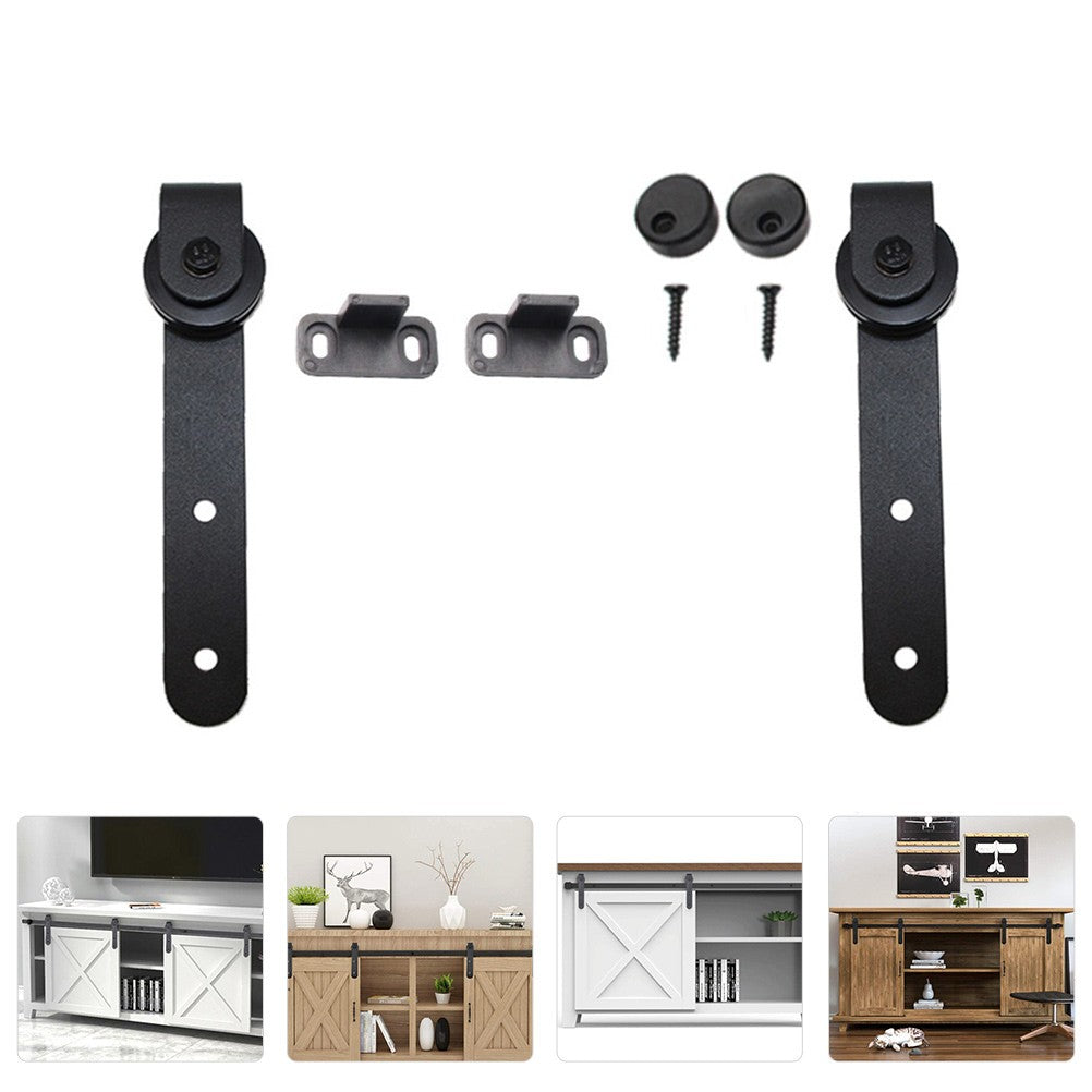 ya 14 1 Set Practical Barn Door Limiting Stopper Sliding Door Floor Guide (Black)