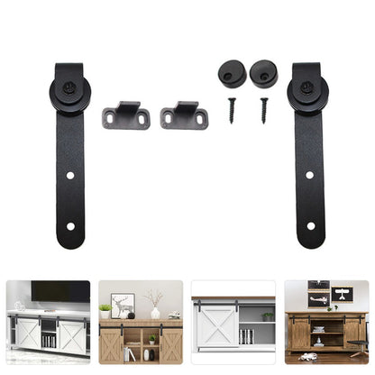 ya 14 1 Set Practical Barn Door Limiting Stopper Sliding Door Floor Guide (Black)